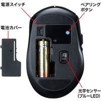 ワイヤレスマウス　無線　Bluetooth　静音　5ボタン　中型サイズ　ブルーLED　MA-BTBL162BK　サンワサプライ　1個（直送品）