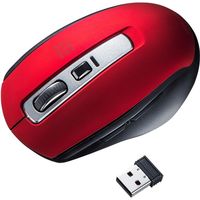 サンワサプライ ワイヤレスマウス 静音タイプ ブルーLED 手にフィットする5ボタン レッド MA-WBL161R 1個（直送品）