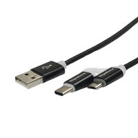 Gigastone　2in1高耐久USBケーブル　USB(A)[オス]-USB(マイクロB)[オス]/USB(Type-C)[オス]ブラック　GJC-1CMBK