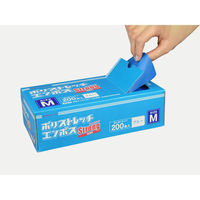パックスタイル ポリストレッチエンボスストロング M 青 使い捨て TPE手袋 00654637 1袋(200個)（直送品）