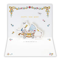 日本ホールマーク 赤ちゃん誕生祝い グリーティングカード 立体 TAT動物たちと乳母車2 1枚