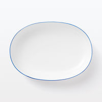 無印良品 日常の器 オーバルボウル ブルーライン 約25.5×18cm 良品計画