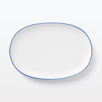 無印良品 日常の器 オーバルプレート 小 ブルーライン 約24×17cm 良品計画