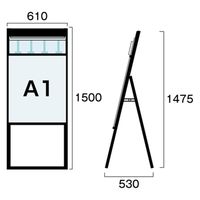 常磐精工 ブラックパンフレットケーススタンド看板 Dタイプ A1片面 ウエイトアーム・水タンクセット BPCSKD-A1K-3SET（直送品）