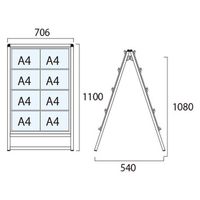 常磐精工 ブラックバリウスカードケーススタンド看板 A4横16両面 ウエイトアーム・水タンクセット BVACCSK-A4Y16R-3SET（直送品）