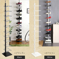 ホームテイスト ディスプレイ 突っ張りシューズラック 幅300×奥行300高さ2000～2600mm ブラック PPSS 1台（直送品）