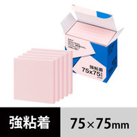 【強粘着】アスクル はたらく 強粘着ふせん 75×75mm パステルピンク （正方形） 10冊（5冊×2箱）  オリジナル