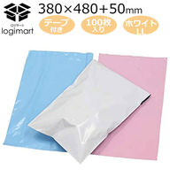 logimart 宅配ビニール袋LL 白 380×480mm 封かんシール付 1パック（100枚入）NO80LL 567