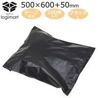 logimart 宅配ビニール袋L 黒 500×600mm 封かんシール付 1パック（100枚入） NO60HD-L