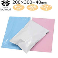 logimart 宅配ビニール袋S 白 220×310mm 封かんシール付 1セット（500枚）NO80S 564