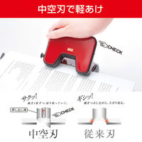 マックス 軽あけパンチスクーバ 25枚あけ レッド DP-25T（わけあり品）