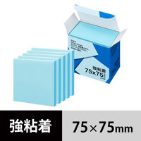 【強粘着】アスクル はたらく 強粘着ふせん 75×75mm パワーパステルブルー （正方形） 10冊（5冊×2箱）  オリジナル