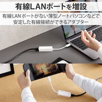 有線LANアダプター USB Type C 変換アダプタ ホワイト EDC-GUC3V2-W エレコム 1個（直送品）