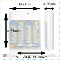 エアージェイ 乾電池式充電器(単3アルカリ乾電池、ライトニングケーブル付) BJ-EMUSB1A WH 1台