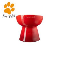 ル・クルーゼ ハイスタンド ペットボール ディープ チェリーレッド フードボウル ペット用 犬 猫 食器