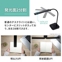 大河商事 LEDデスクライト スプリットライト 幅38cm 5段調光 調色4色 ホワイト wasser88WH 1個（直送品）