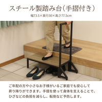 エイ・アイ・エス 手摺付 スチール製踏み台 幅735×奥行300×高さ775mm ブラック×ブラウン AHFD-01 BR 1台（直送品）