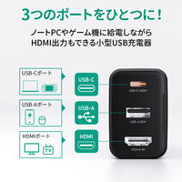 USB充電器 65W HDMIポート搭載 USB Type-Cケーブル（100W）付属 映像出力 AC充電器 1個 AUKEY
