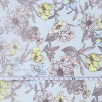 日本紐釦 転写チュール 薄グレー地黄色い花 巾約68cm 2mカット F97591-1018-2M 1セット(約巾68cm×2m（直送品）