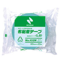 【ガムテープ】 カラー布粘着テープ No.102N 0.30mm厚 ライトグリーン 幅50mm×長さ25m ニチバン 5巻入