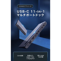 ドッキングステーション USB Type-C 11in1 LAN HDMI VGA イヤホンジャック DisplayPort SDカードスロット搭載