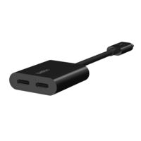 USB Type-C デュアル変換アダプター USB-C[オス] - USB-C[メス]×2 イヤホン 充電同時対応 Belkin ベルキン 1個