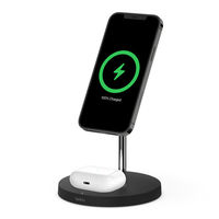 MagSafe充電器 2in1 15W充電 MFi認証 iPhone AirPods対応 ワイヤレス充電器 ブラック 1個