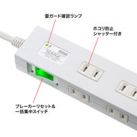 延長コード 電源タップ 5m 2P（ピン） 10個口 スイッチ ホワイト TAP-SP2110N-5W サンワサプライ 1個（直送品）