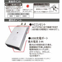 オーム電機 2口タップUSB1口U1K3ーW 00-5041 1個