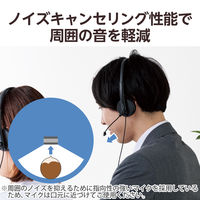 ヘッドセット USB 有線 単一指向性 ノイズキャンセリング オーバーヘッド HS-HP06SUBK 1個 エレコム（直送品）