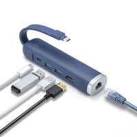 サンワサプライ USB Type-Cモバイルドッキングステーション(HDMI+LAN付)ネイビー USB-3TCHLP10NV 1個