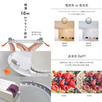 大河商事 ＬＥＤダウンライト　極薄軽量　高演色　省エネ長寿命　電球色　３０００Ｋ　ホワイト wasser602-WH 3000K 1個（直送品）