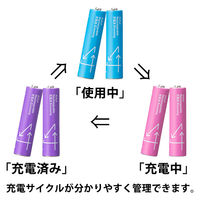 アスクルオリジナル 充電式・ニッケル水素電池 充電池 単4形 550mAh 3色セット 12本（各4本×3色）  オリジナル