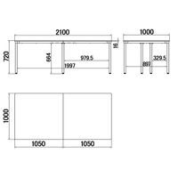 アスクル マルチワークロングテーブル　幅2100×奥行1000×高さ720mm　ホワイト/ホワイト 1台(2梱包)  オリジナル