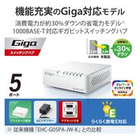 スイッチングハブ 5ポート ギガ LANハブ 磁石付 電源外付 ループ検知 EHC-G05PA4-JW エレコム 1個（直送品）