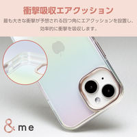 iPhone15 ケース ハイブリッド 衝撃吸収 オーロラ &me クリア PM-A23AHVCACR エレコム 1個
