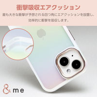 iPhone 15/ハイブリッドケース/&Me/オーロラ/ストラップシート付属/フレームカラー/ホワイト PM-A23AHVCAWH 1個