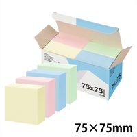アスクル はたらく ふせん 付箋  キューブ 75×75mm （正方形） パステル4色アソート 20冊（4冊×5箱） オリジナル