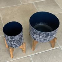 杉田エース CLOVERアルミプランター w/ウッドスタンド トライバル Φ30 CXU955906 1個（直送品）