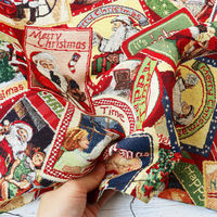 B&Bfabric オランダ輸入 ゴブラン生地 クリスマス サンタラベル 巾約140×1mカット販売 GB-MIXER（直送品）