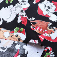 クリスマスプリント生地 ホワイト地 クリスマスキャンディースティック 巾110cm×2mカット販売 692-555（直送品）