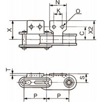 椿本チエイン ニードルブシュチェーン(高精度仕様) RF2050ーNBHーK2ーJL 1セット(2個)（直送品）