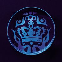 アーテック クリスタルペーパウェイト 丸型ブルー 75φ×12mm 5670 1個