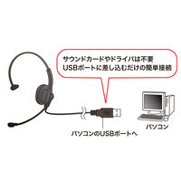 サンワサプライ USBヘッドセット MM-HSU03BK 1個
