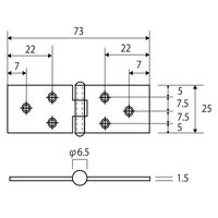 和気産業 横長丁番 黒塗 25mm BH-461 1セット(18個)（直送品）