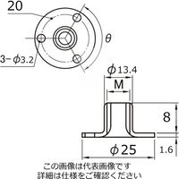 和気産業 M10ネジ用 受座 φ25mm ADJ-30 1セット(24個)（直送品）