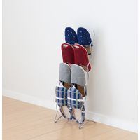 パール金属 ワイヤースリッパラック4段 シルバー N-7890 1個