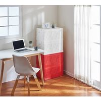 パール金属 タイル調 折りたたみ収納BOX 55L レッド N-7870 1個（直送品）