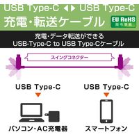 タイプCケーブル (USB-C to C) PD対応 60W スイングコネクタ 2m MPA-CCSW20BK エレコム 1本（直送品）