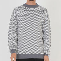 クアルトユナイテッド ヘリンボーン柄ニットトップス(メンズ)　WHT　L M3458MEN 1点（直送品）